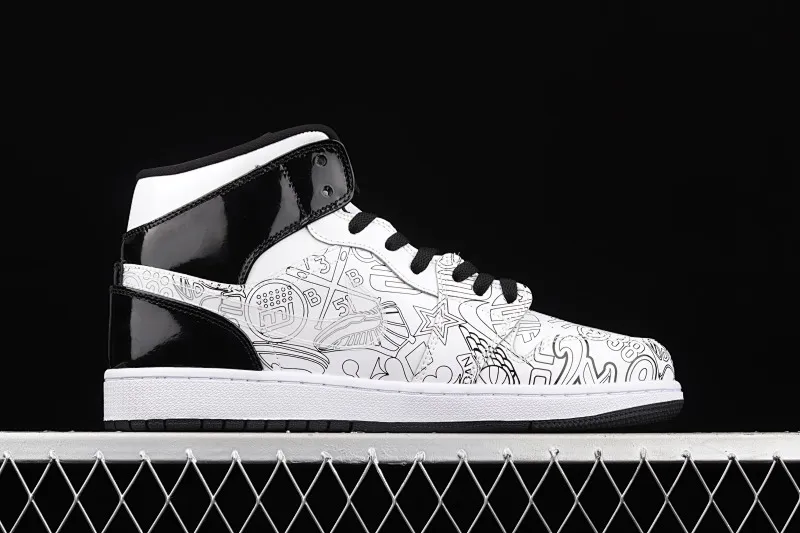 All categories Air Jordan Jordan series basketball shoes Air Jordan 1 Mid Air Jordan 1 Mid SE AJ1 Joe 1 white and black mid-top basketball shoes DC4099-100
